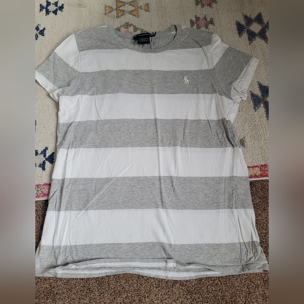 Ralph Lauren Sport Tee shirt grey and white stripes